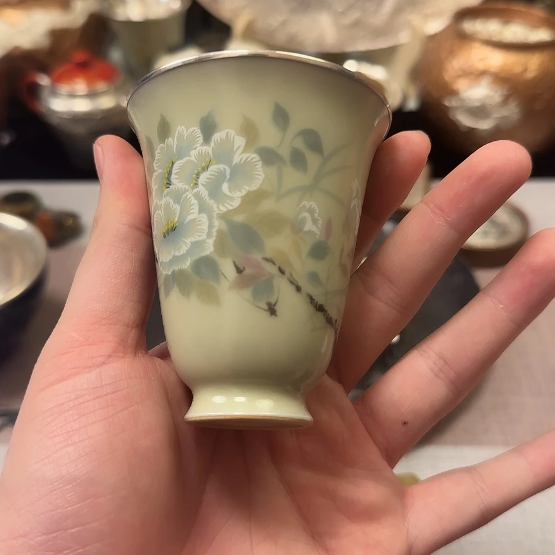 纯手工瓷包银杯子容量100cc左右