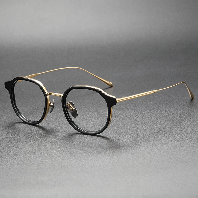 曾永高货纯钛近视眼镜金边商务成熟知性风手工蓝光钛架tango黑金