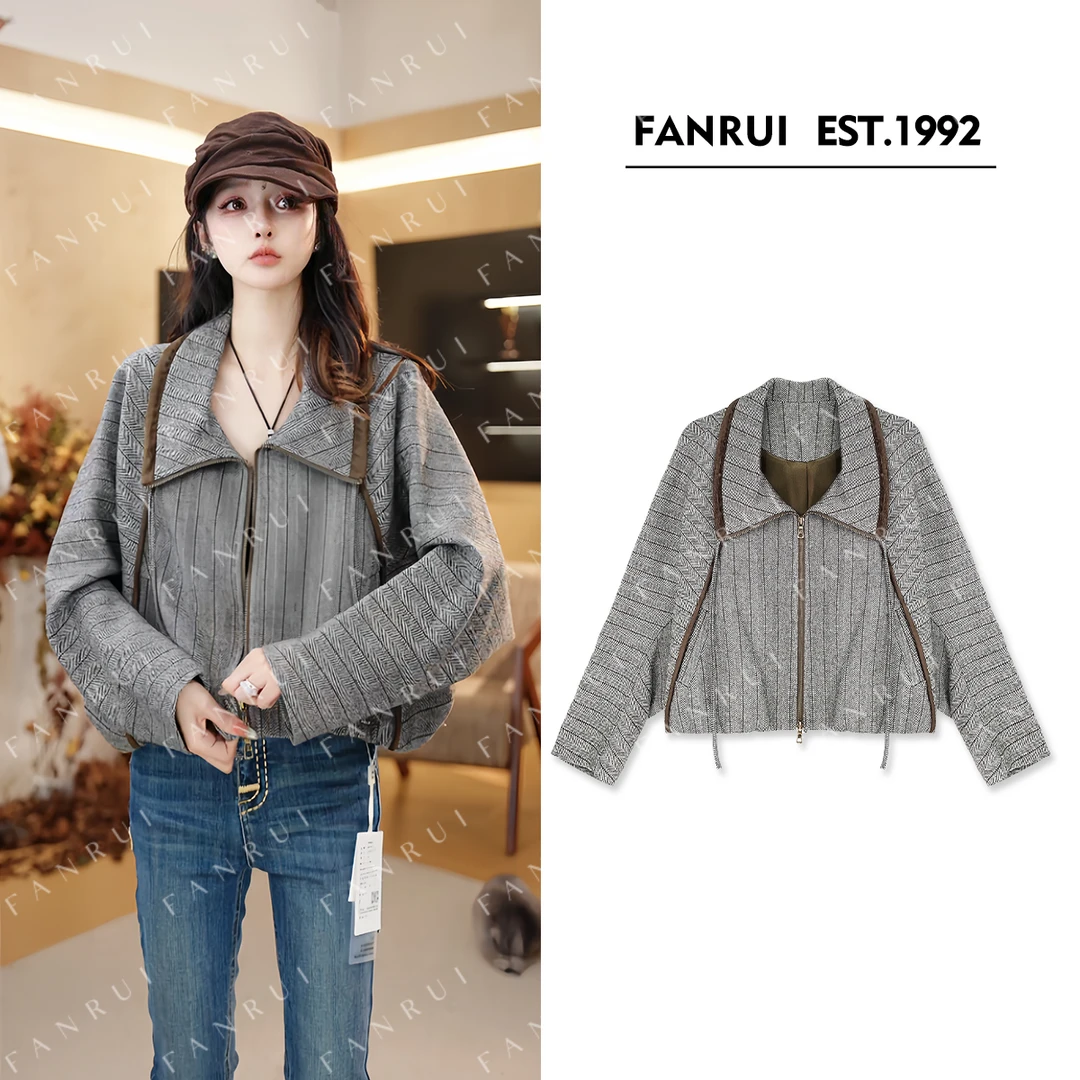 FANRUI/泛芮「贝贝biuu」羊毛时髦设计感宽松慵懒针织短外套B17391