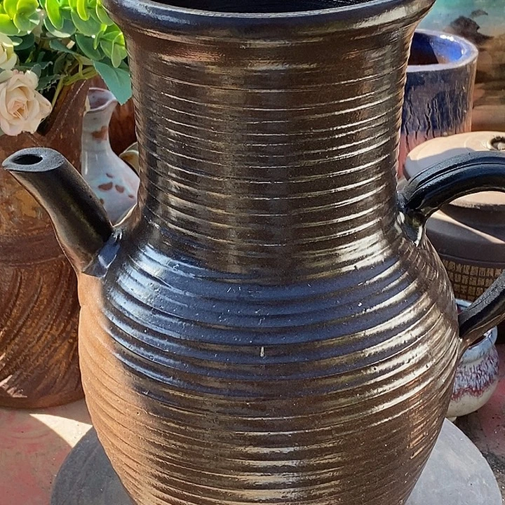 紫砂花盆口15.5高度30.5无孔瑕疵