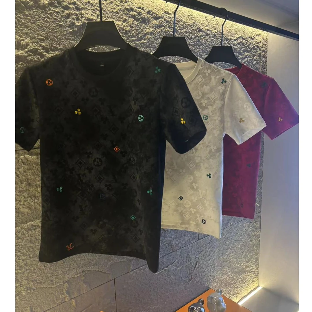 男士短袖T恤轻奢高品质休闲百搭重工2025夏季圆领高级感时尚上衣