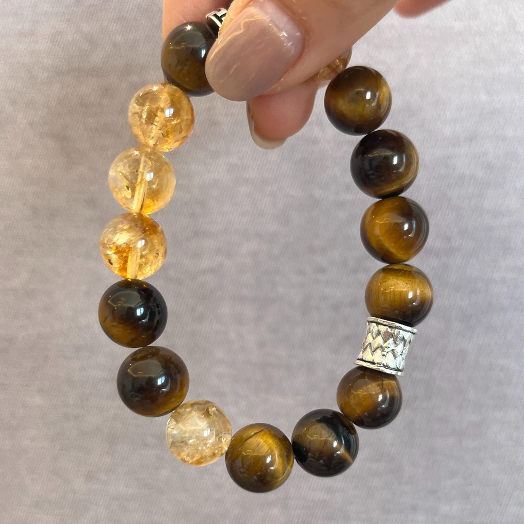 【金霸】 黄虎眼+黄塔晶 10mm单圈手串