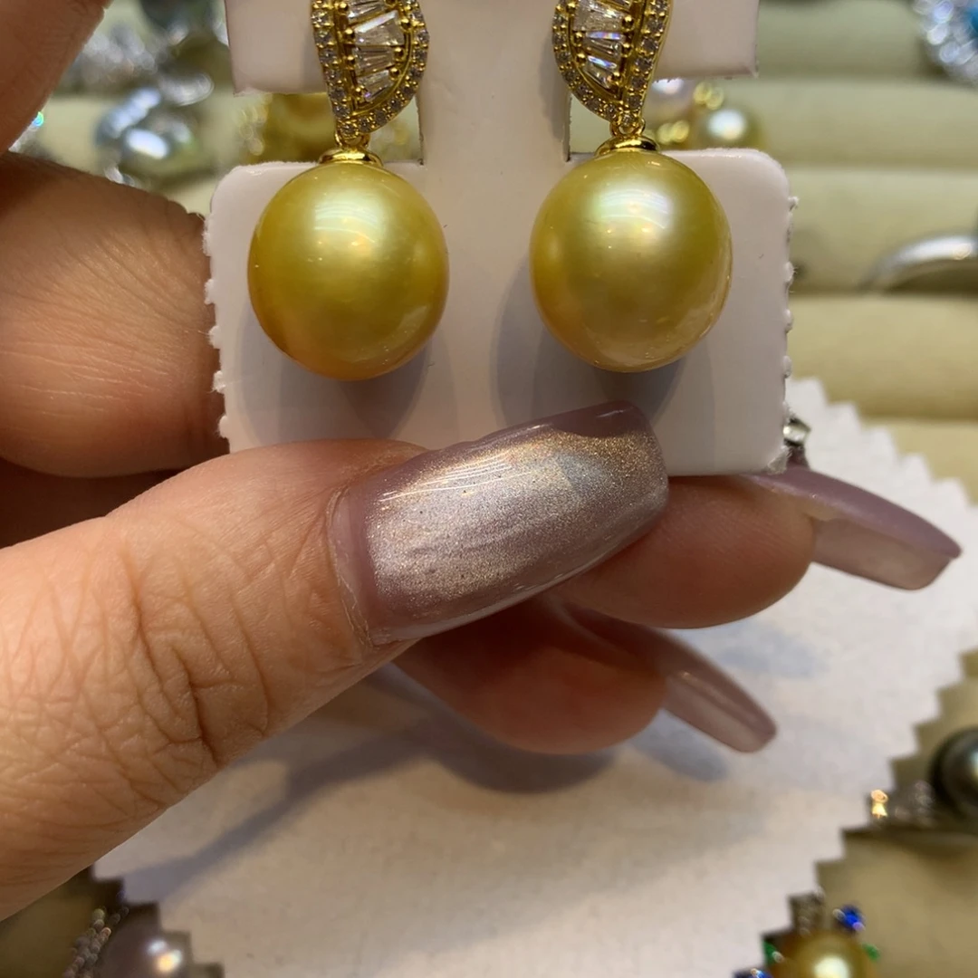 银S925镶嵌耳饰海水珍珠