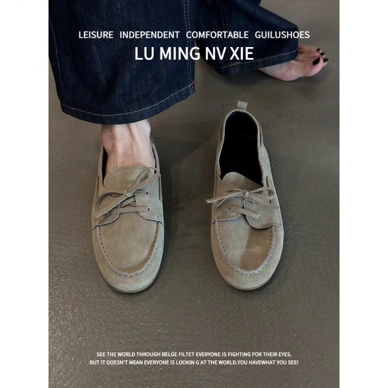 羊皮版~2025新款复古小众圆头浅口蝴蝶结一复古女士羊皮浅口单鞋