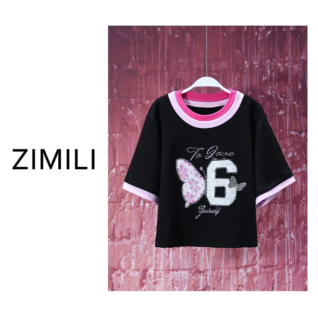 【亮哥女装】2025新品《冷美感不失随性》绅士黑欧版短袖6888-B7