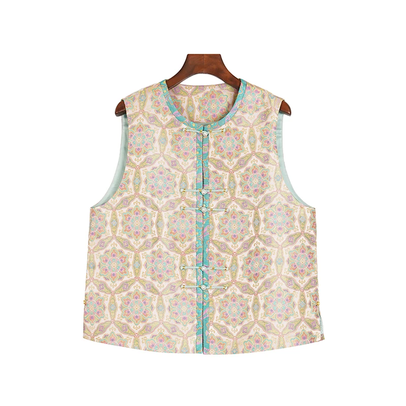 宝相花 织金宋锦马甲24Q002粉绿