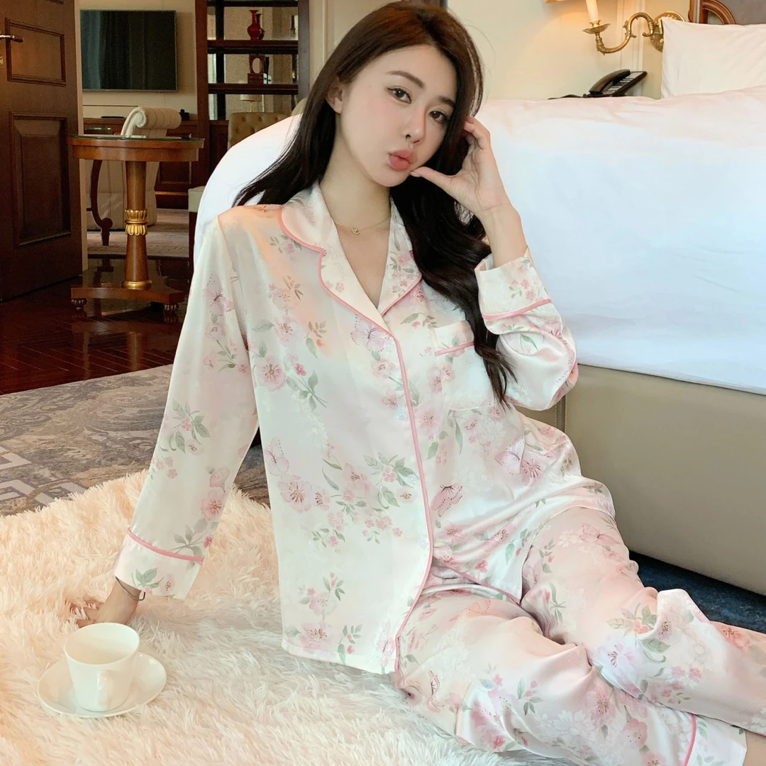 6003桃枝引蝶新中式国风睡衣女夏季高级新中式国风家居服套装薄款