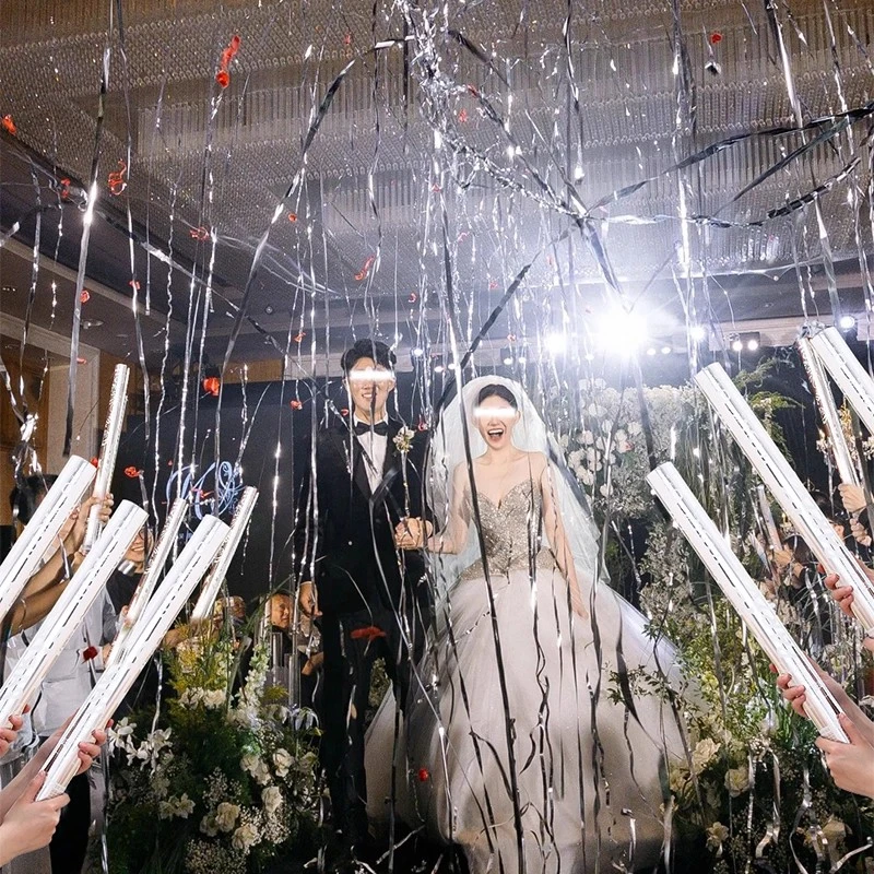 结婚布置流星雨丝礼炮彩带礼花筒金银丝带易清理生日派对婚礼道具