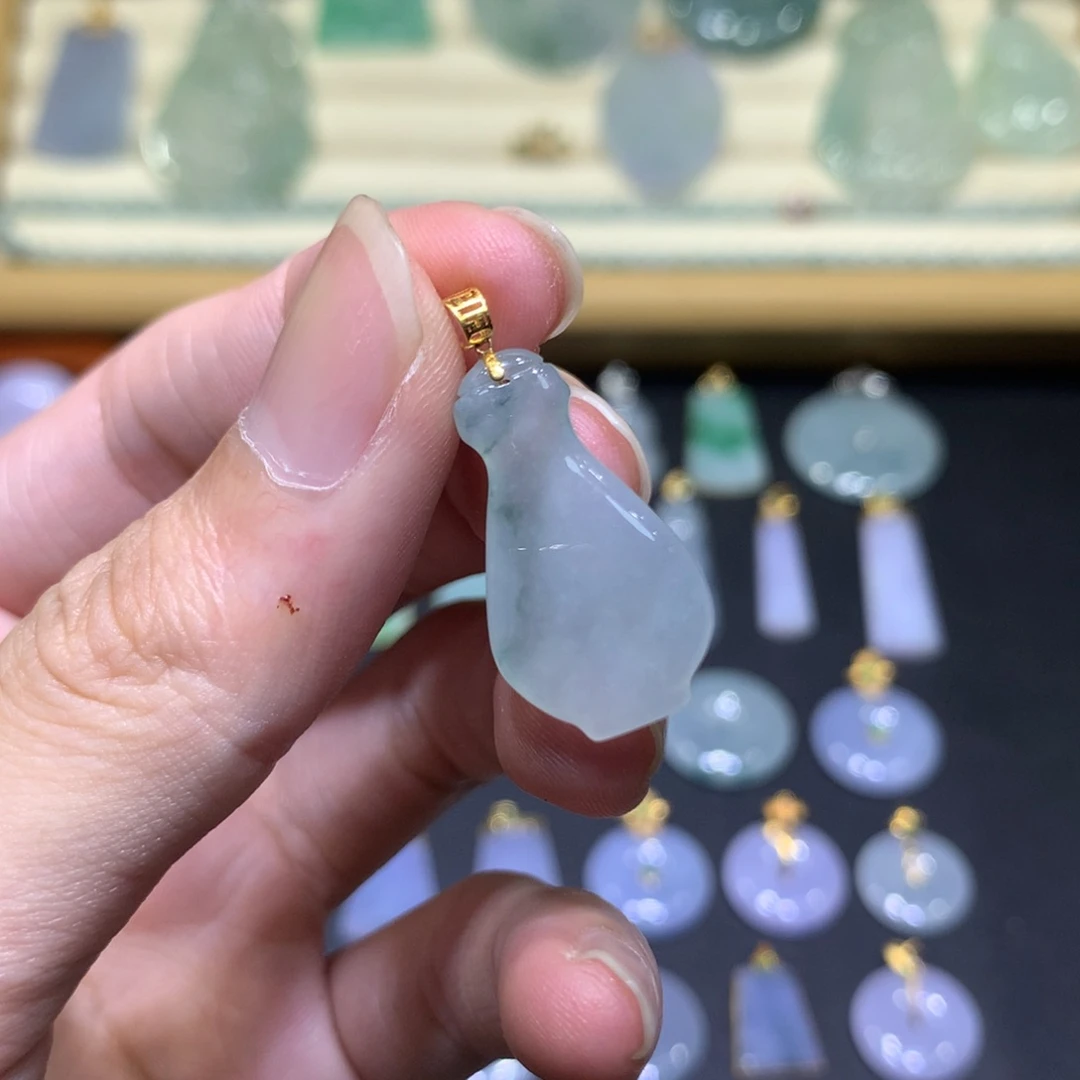 翡翠18K金镶嵌吊坠(不含链)