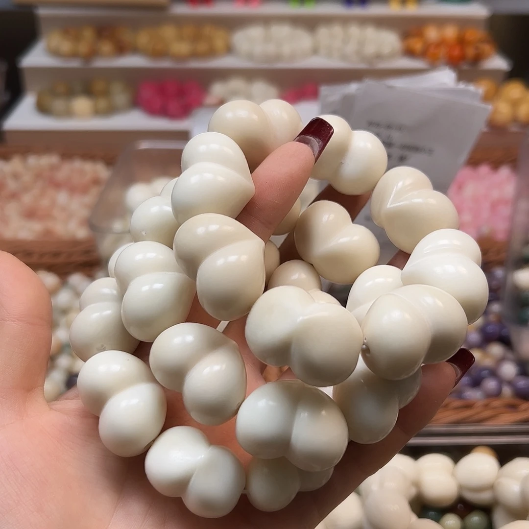 手串菩提根/象牙果瑕疵白皮桃8颗有裂