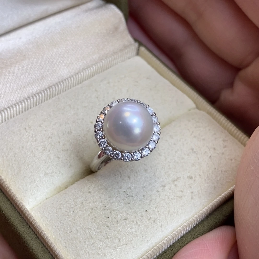 戒指银S925镶嵌淡水珍珠特价微瑕