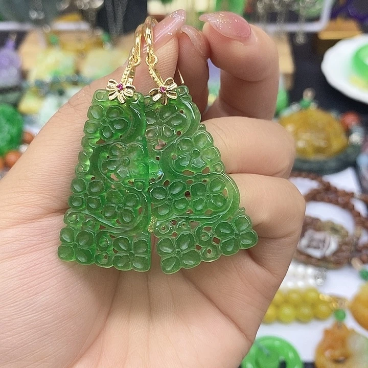 翡翠未镶嵌耳饰耳坠18