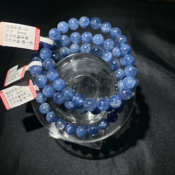 天然辰砂LJ3天然蓝晶单圈手串/多样性发其一