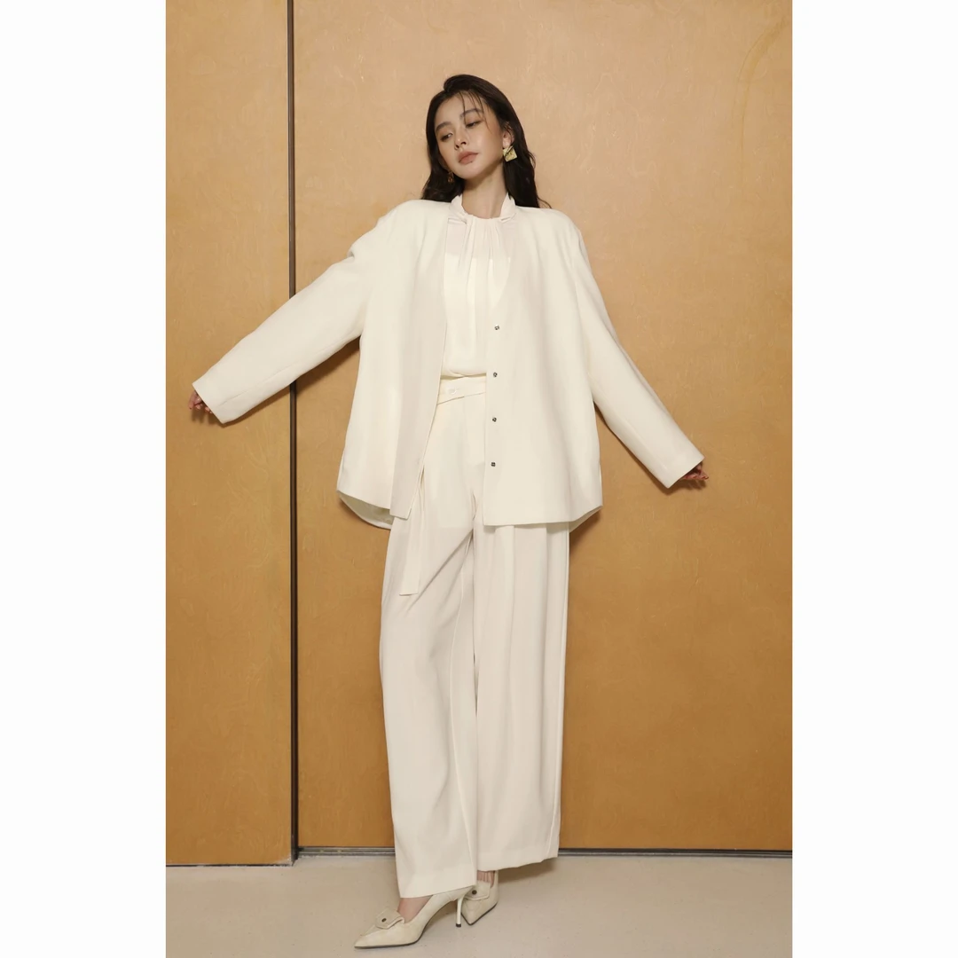 【痞雅腔调】设计感廓形极细精纺羊毛直筒花苞裤灯笼设计师宽松西裤