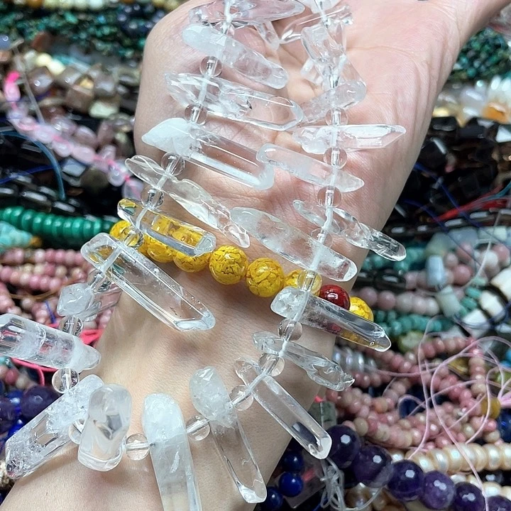 玛瑙/玉髓合金珠宝半成品一条白水晶卡子