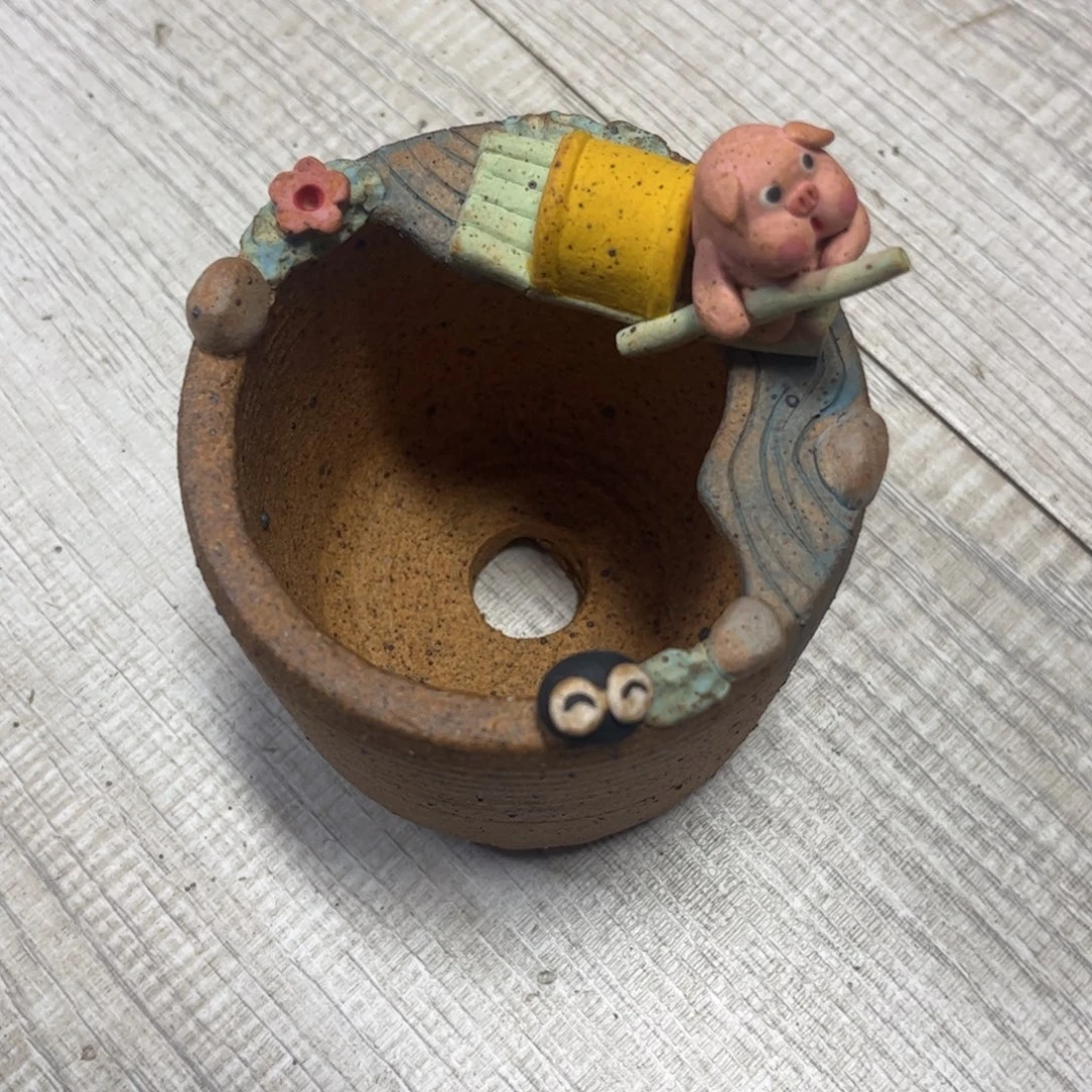 泥塑古镇炻陶花盆