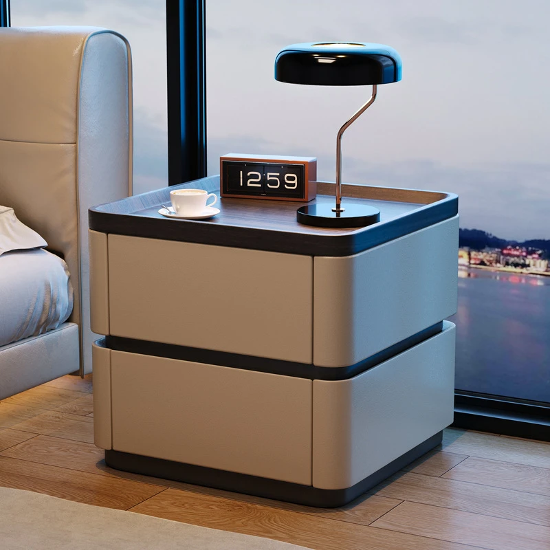 床头柜卧室家用现代简约实木家用意式极简收纳高级床边柜子轻奢