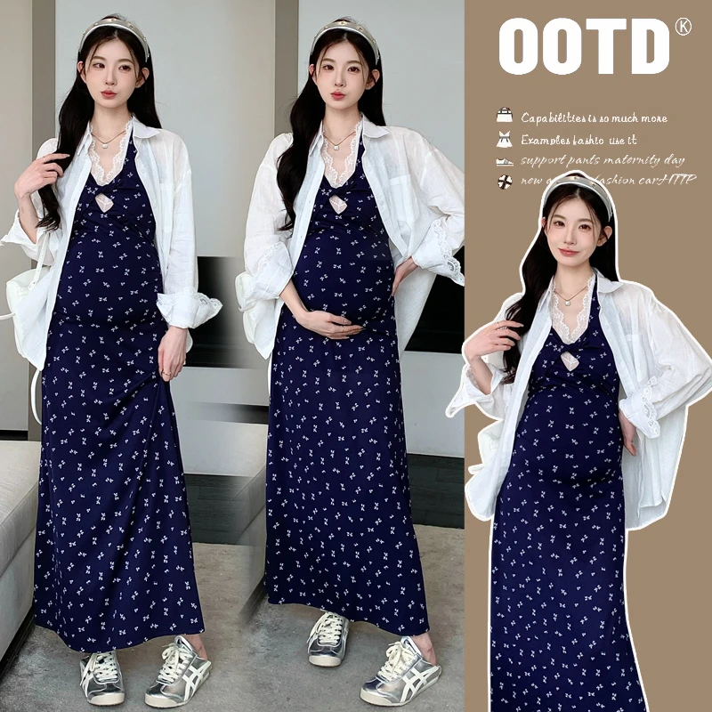孕妇夏装连衣裙2025新款夏季防晒衬衫上衣裙子孕妈穿搭时髦辣妈裙