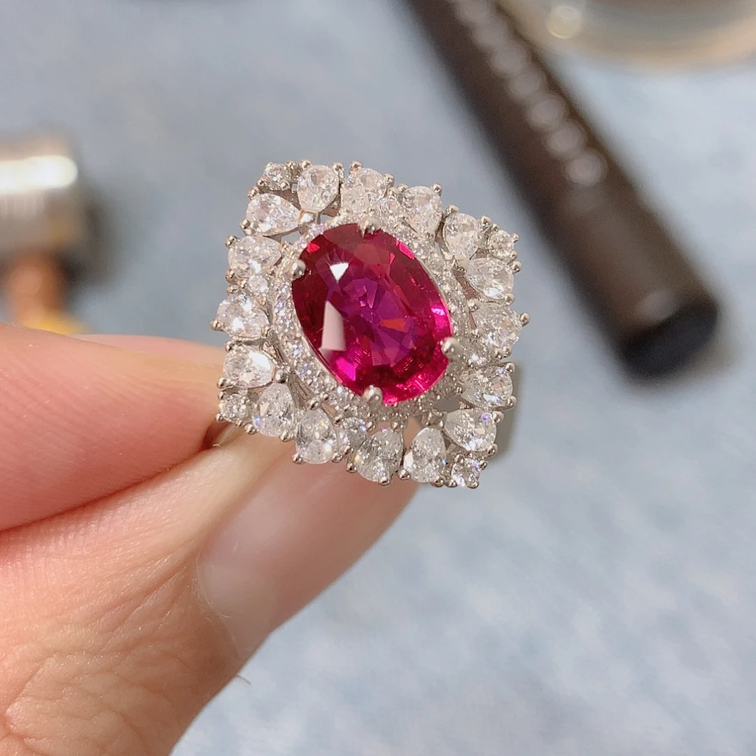 戒指戒指银S925镶嵌碧玺