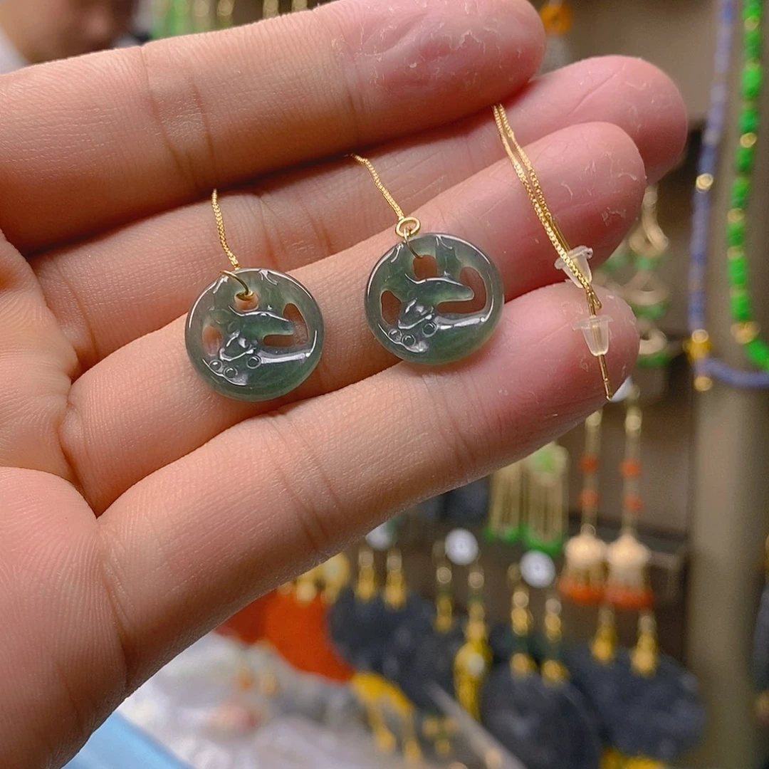 翡翠合金耳饰翡翠