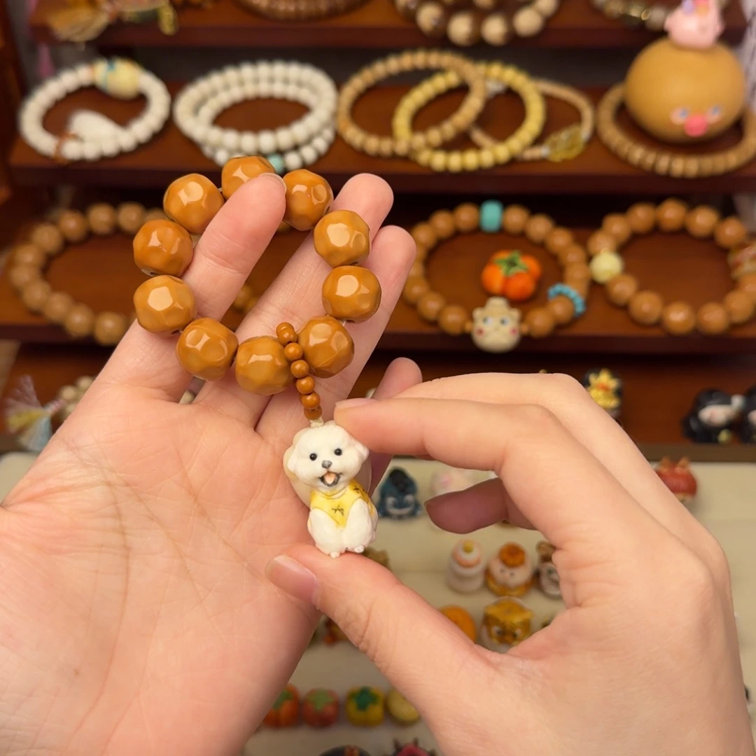 猴头核桃手串猴头奶酪手捻根付比熊