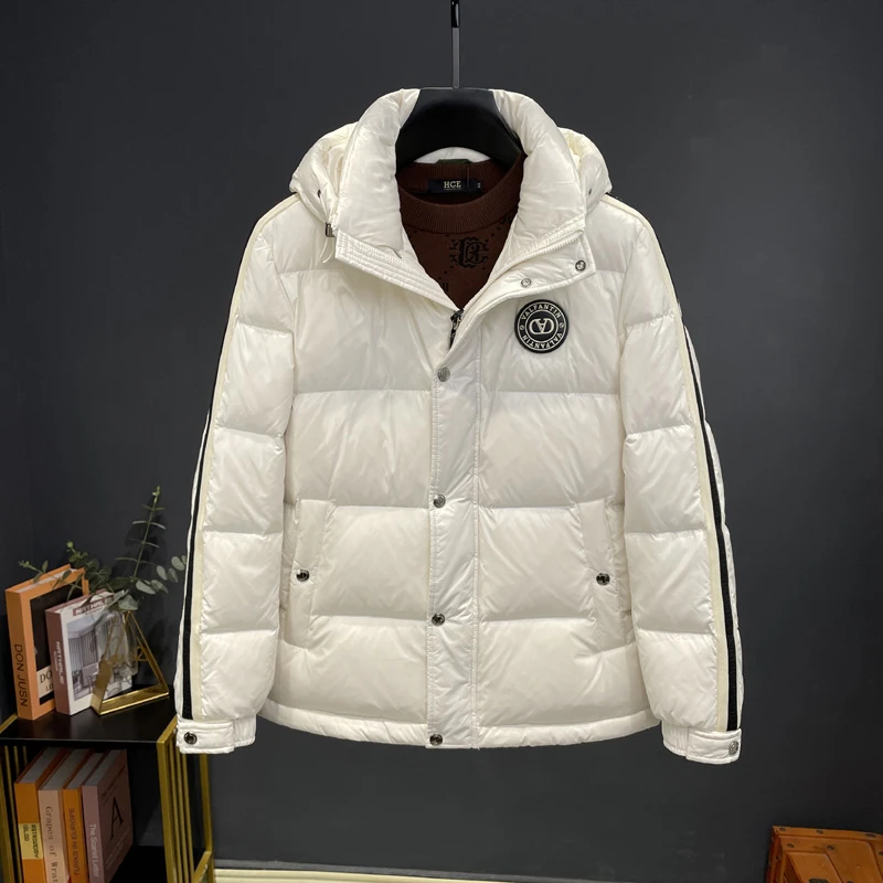 TANVIKENGD/泰维肯戈高品质连帽羽绒服男休闲白鸭绒男加厚外套