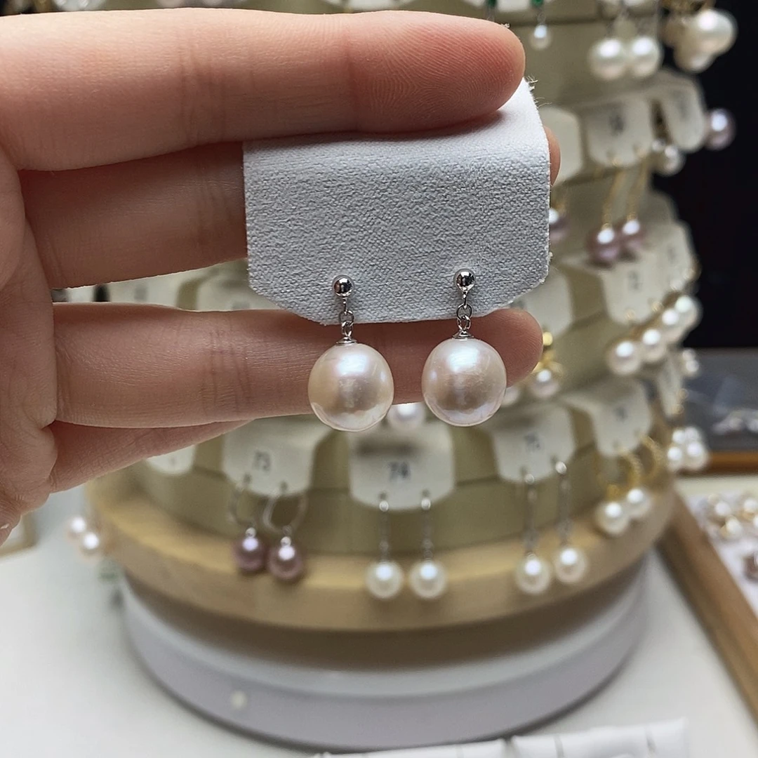 银S925镶嵌耳饰淡水珍珠