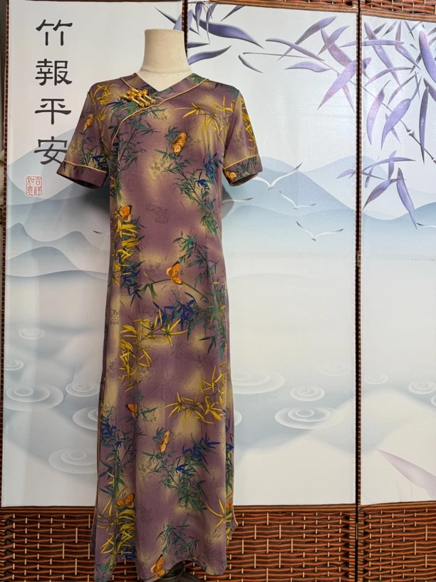 新款弹力低领改良旗袍