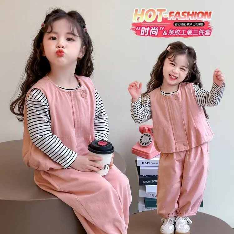 女童春秋套装新款洋气时髦秋季女宝宝套装儿童刺绣保暖宝宝