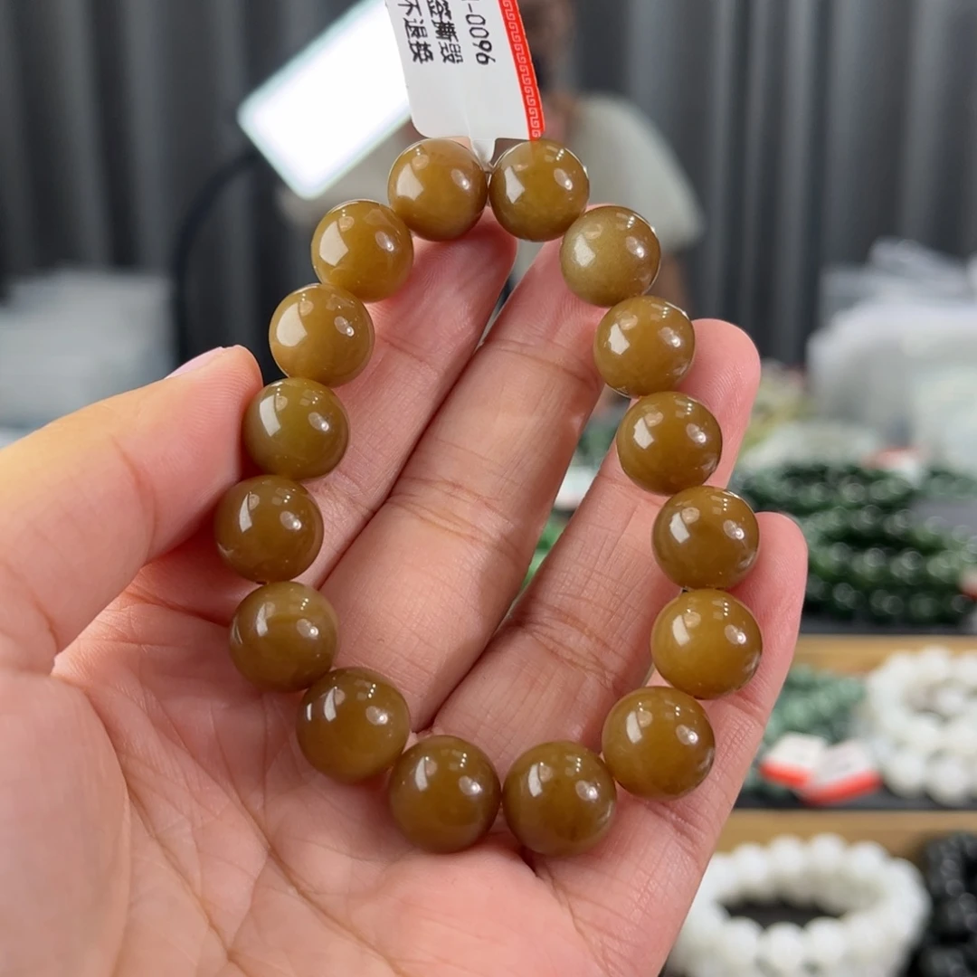 手链未镶嵌和田玉新疆且末金山红糖卡12圆珠