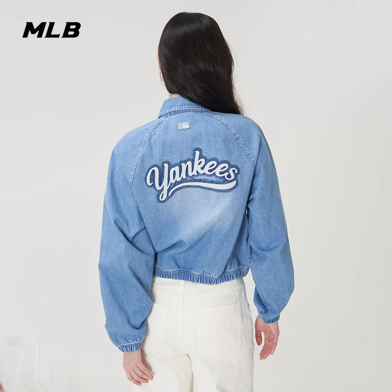 MLB女款学院风百搭时尚短款拉链牛仔夹克外套25春季新款3FDKV0151
