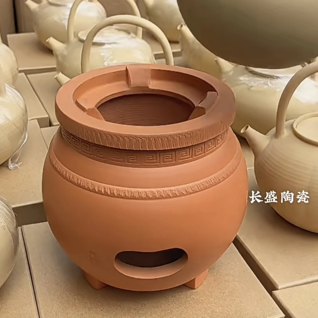 【回纹鼓炉】潮州工夫茶手工红泥炭炉子烧碳家用室内外烧水煮茶炉