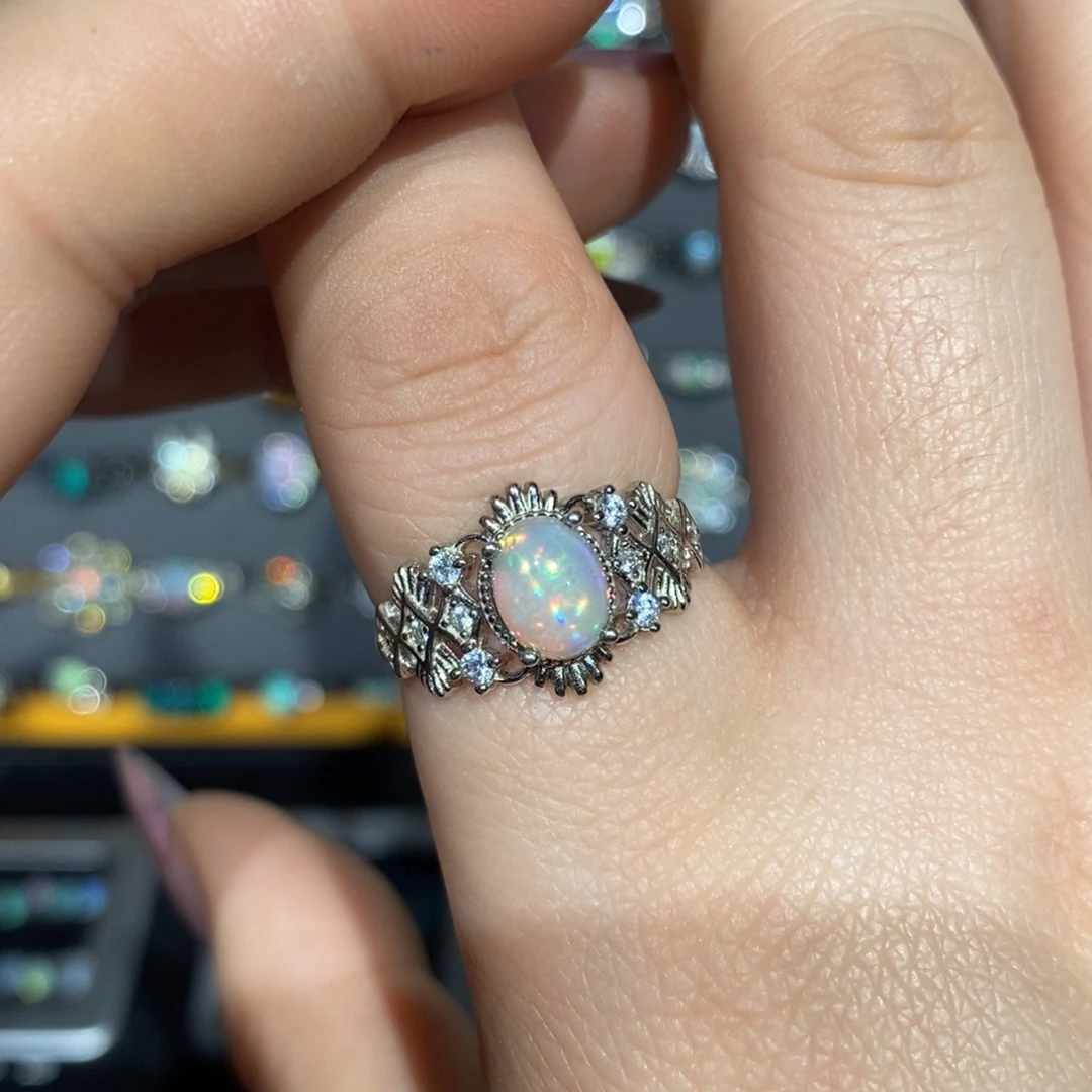 欧泊银S925镶嵌福利戒指不退不换