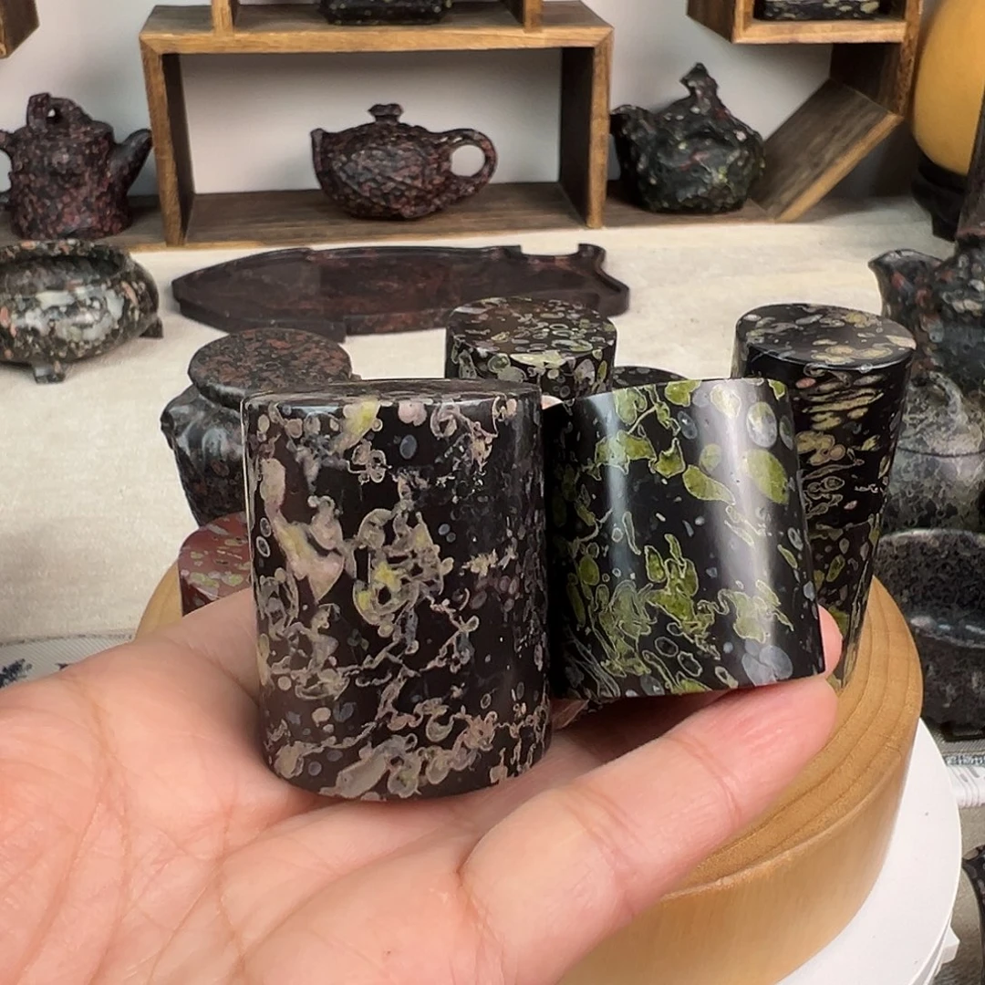 天***）梅花玉盖置茶摆件