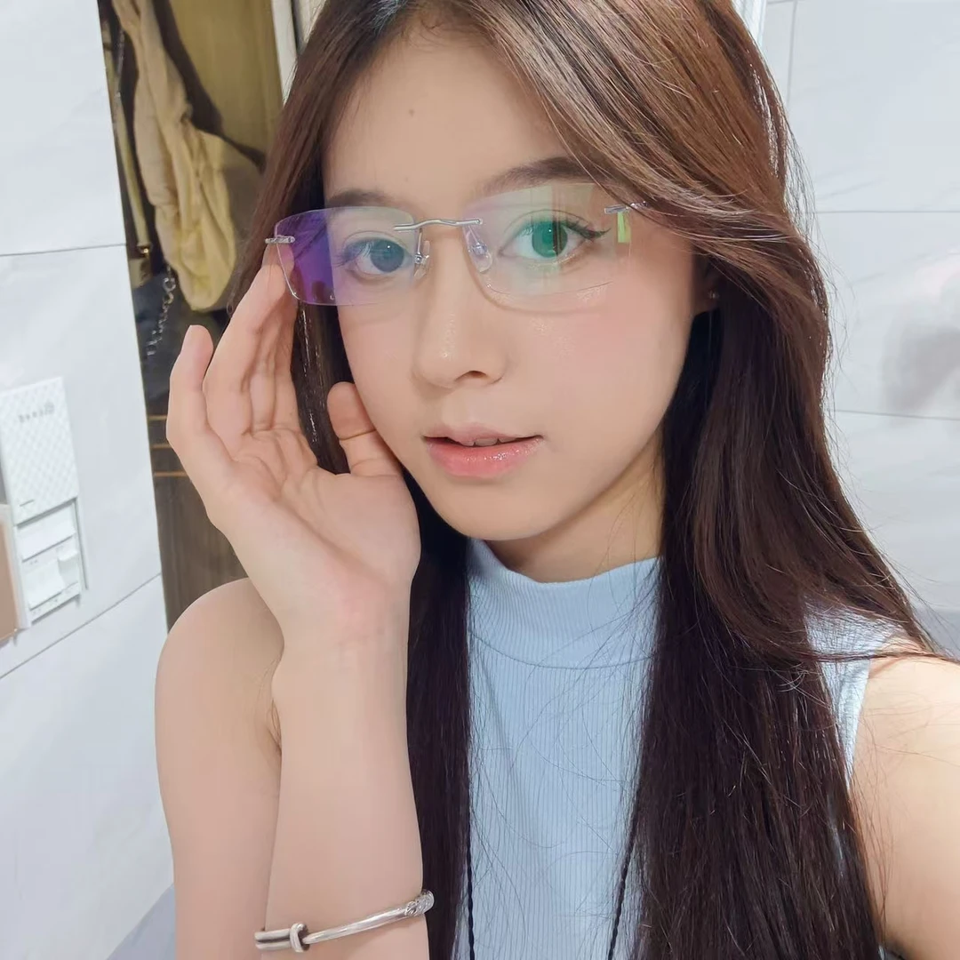 26号吴632防蓝光丹阳超轻钛无框眼镜架眼镜框方框潮流近视