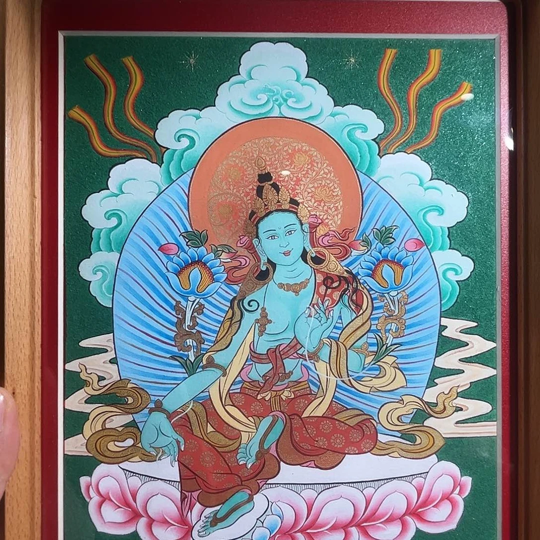 吊坠青海热贡纯手绘团购价绿度母