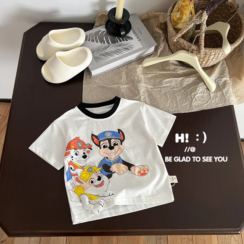 【百分百棉】郝叔童品夏季限定2025男童时尚网红款短袖T恤kkYS5249