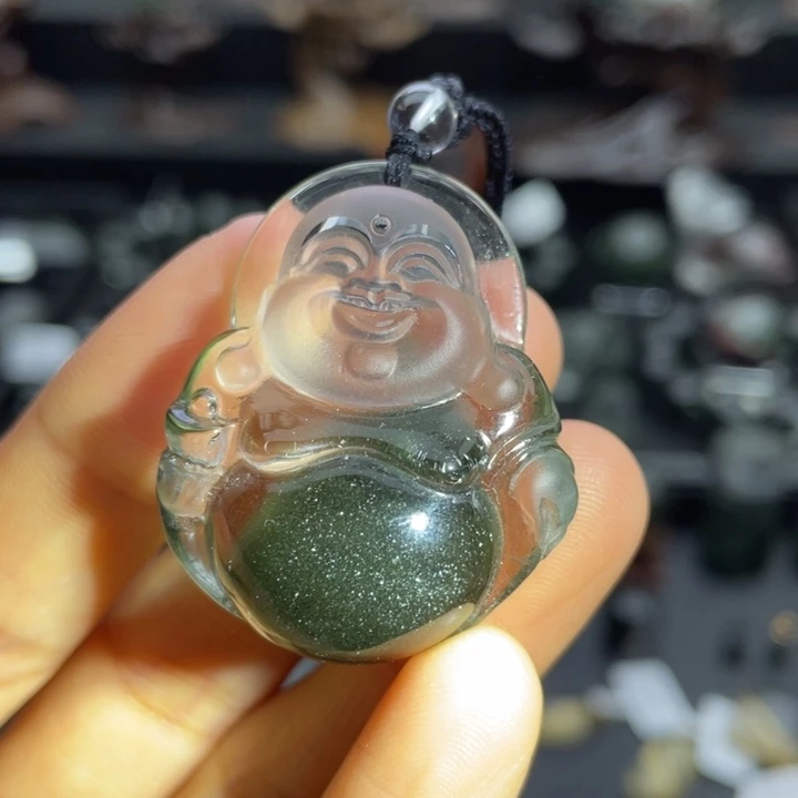 颈饰水晶未镶嵌绿幽灵佛公定制