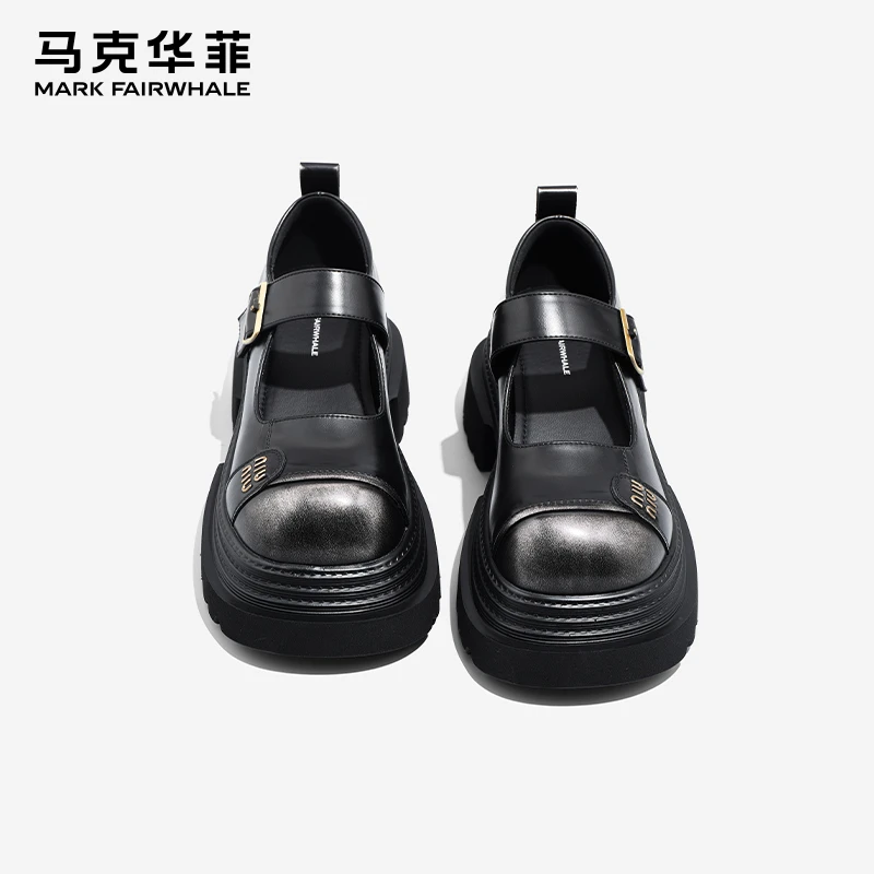 马克华菲厚底乐福鞋女2025春夏新款复古英伦风增高玛丽珍小皮鞋女