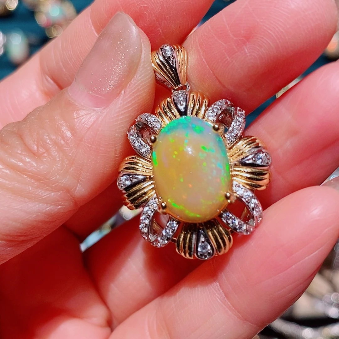 欧泊银S925镶嵌吊坠