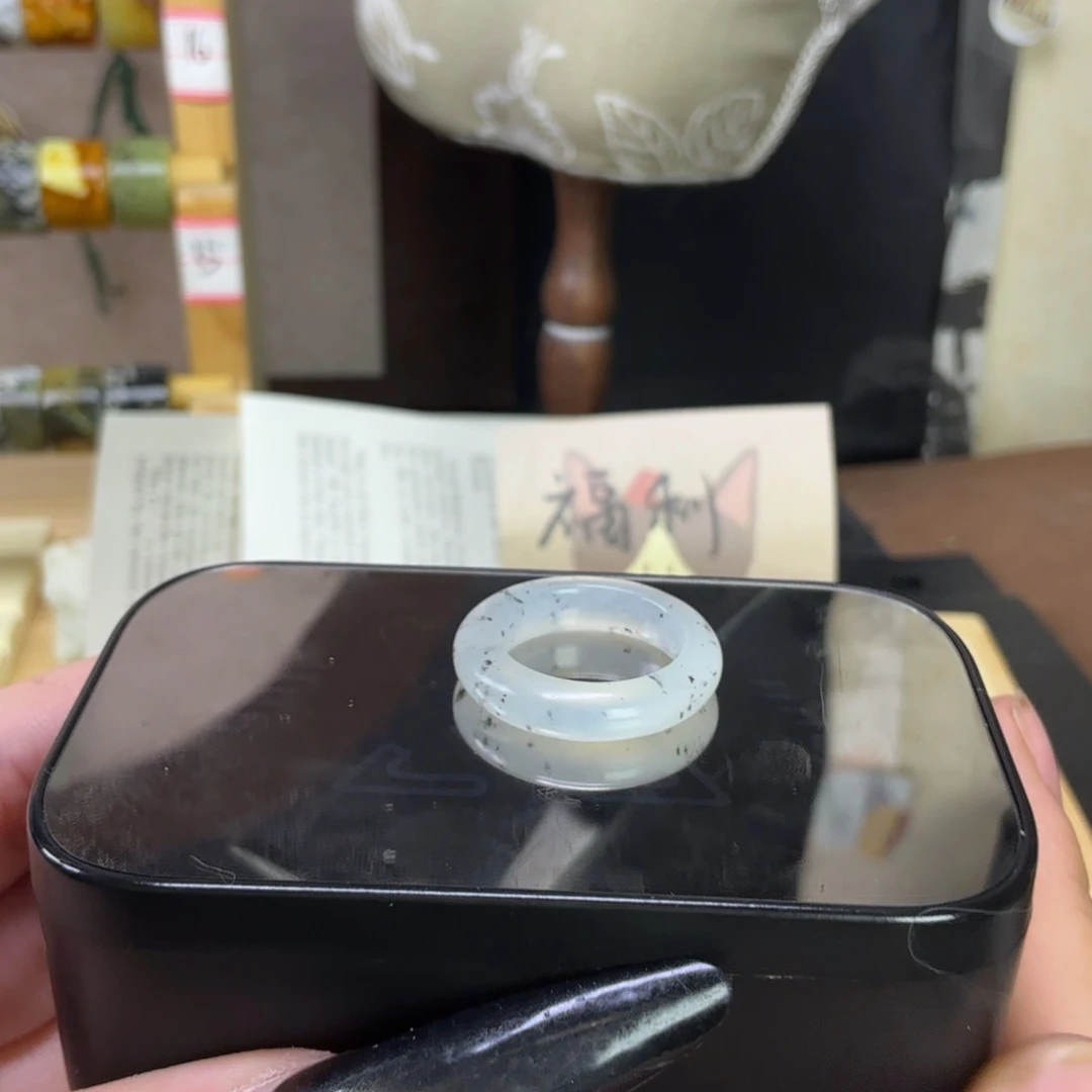 蛇纹石玉未镶嵌戒指16.4