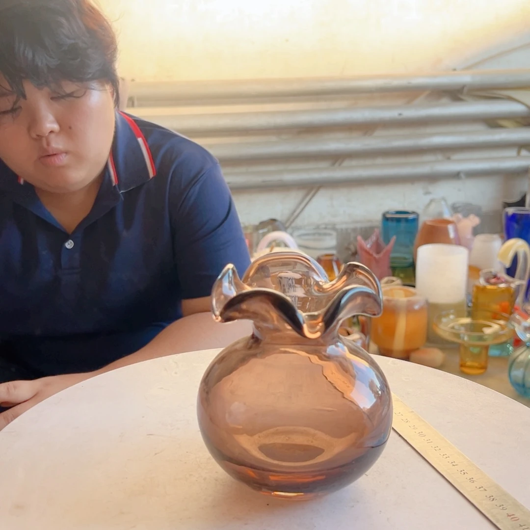 透棕高度14琉璃花器摆件微瑕