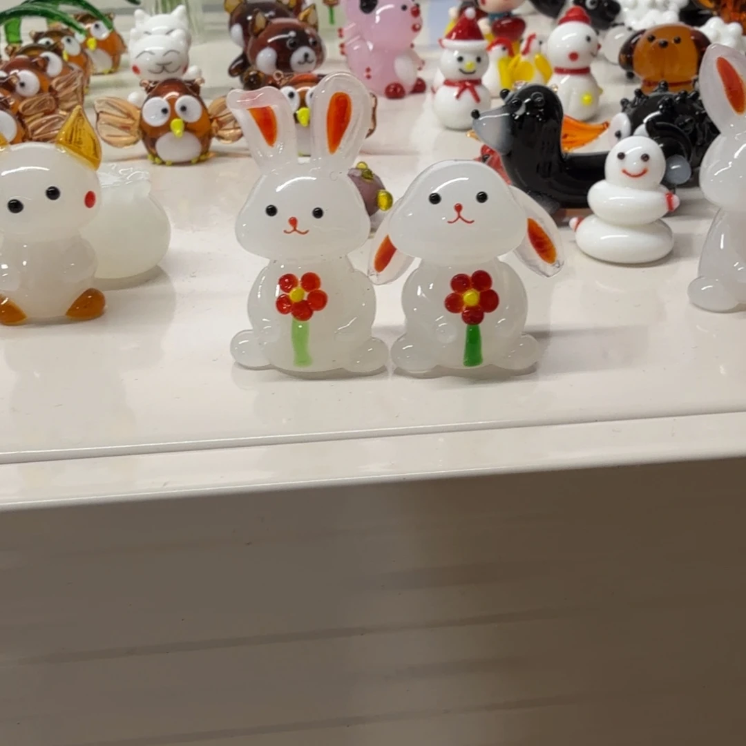 琉璃手工艺品一对小兔
