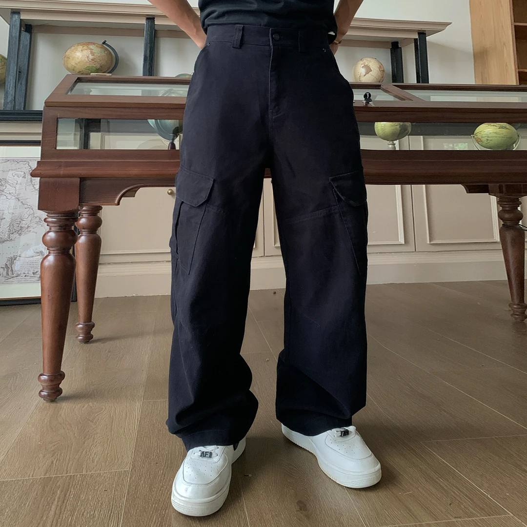 Holocene美式潮牌复古咖色阔腿工装裤设计感宽松休闲百搭长裤K207