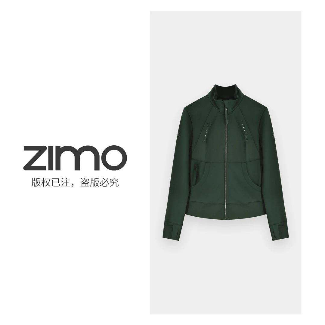 空气层软壳拉链无帽外套祖母绿064-1-zimo-健身瑜伽服YFWT064-1
