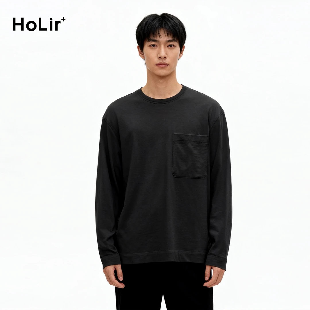 【强力推荐】【秋冬新款】【男款长T】山羊绒圆机圆领T恤7697