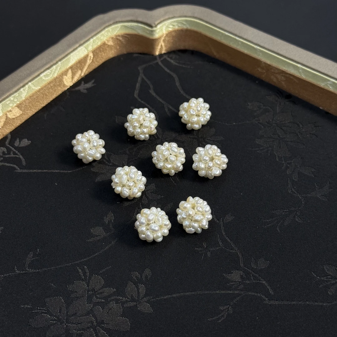 【云珠】天然白色珍珠编织绣球花珍珠吊坠G771多样性拍一发一