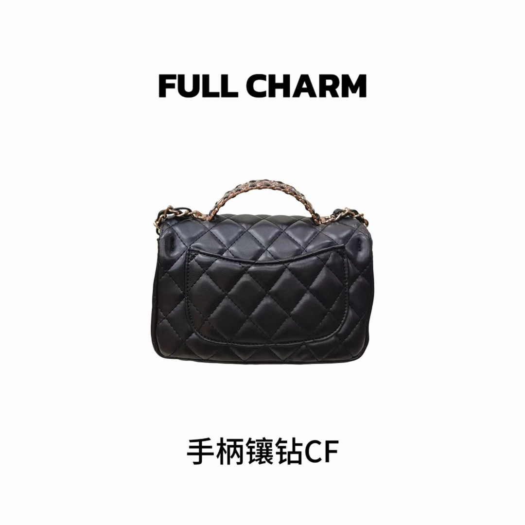 【E826】FULL CHARM-手柄镶钻CF-新款大容量女包多功能斜挎单肩包