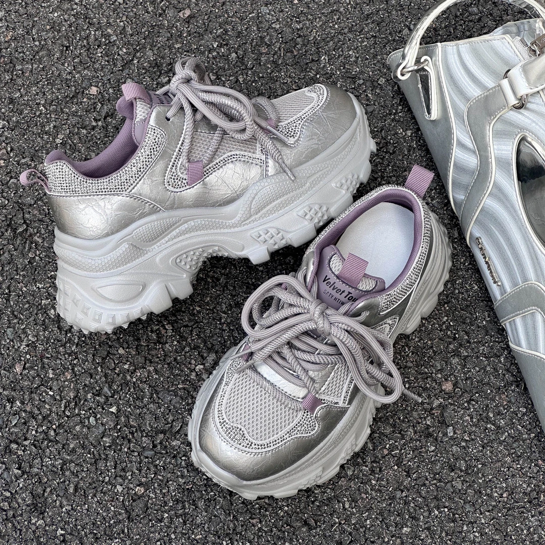 松糕老爹鞋女厚底增高透气休闲明星同款轻底跳舞时尚百搭2025新款