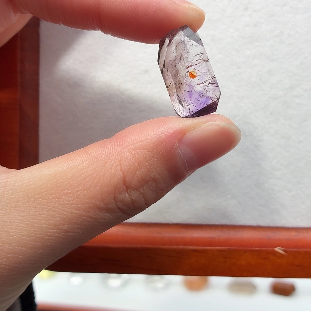 银S925镶嵌水晶珠宝半成品紫超七随型